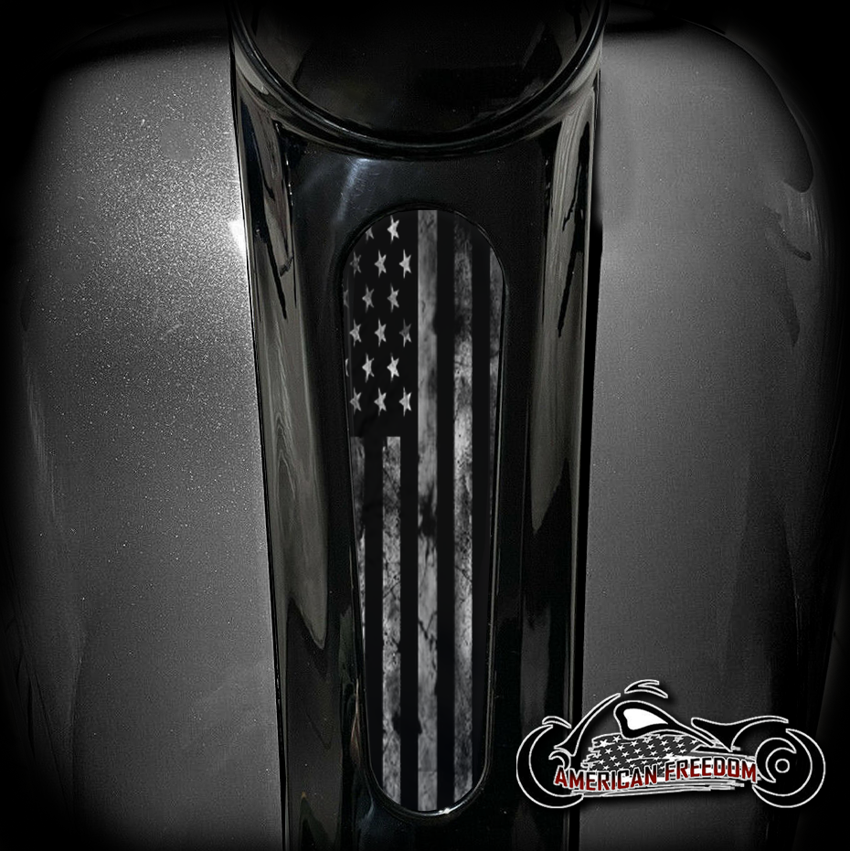 Harley 8 Inch Dash Insert - BW Distressed Flag